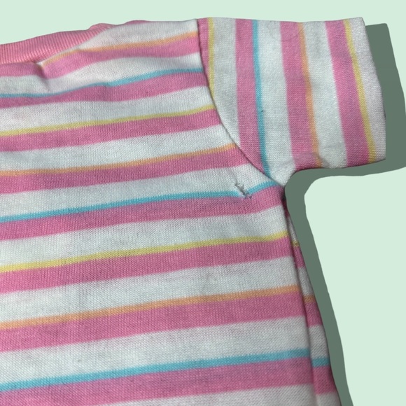 Vintage Baby Pastel Stripe Bunny Easter Spring Tee Shirt Single Stitch Size 12 M - Picture 7 of 8